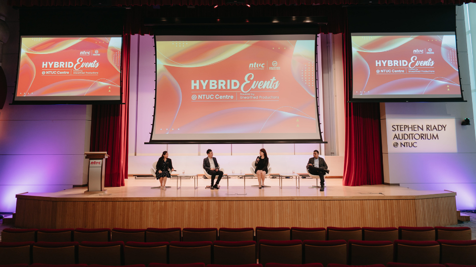 Auditorium at Hybrid Events @ NTUC Centre, Powered by Unearthed Productions