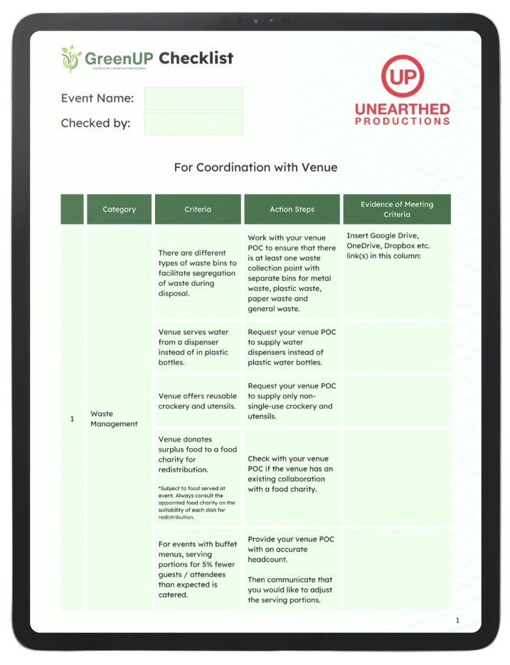 GreenUP Checklist