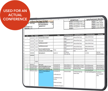 Conference Stage Cue Sheet Template